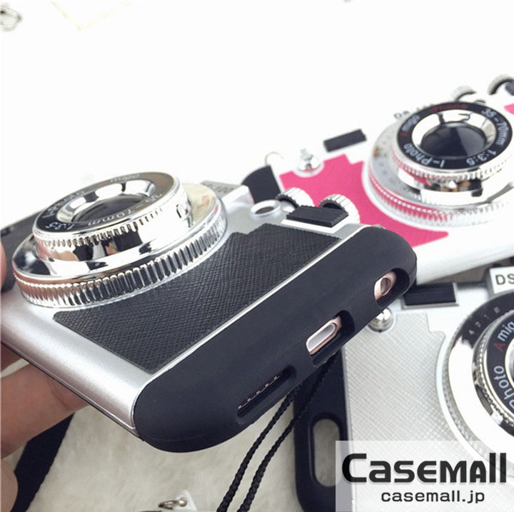 iphone8 カメラ型ケース ストラップ付き