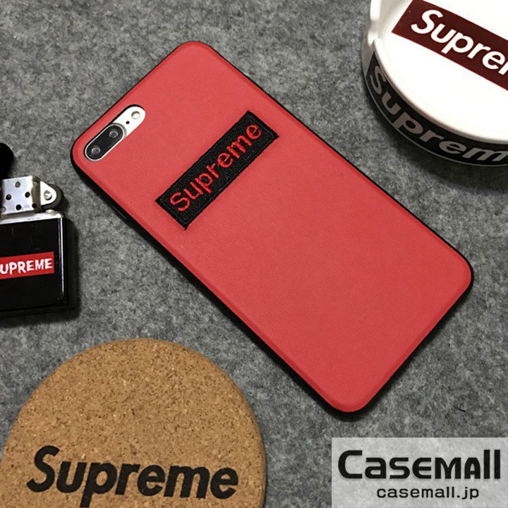 iphone8 ペアケース シュプリーム 刺繍ログ