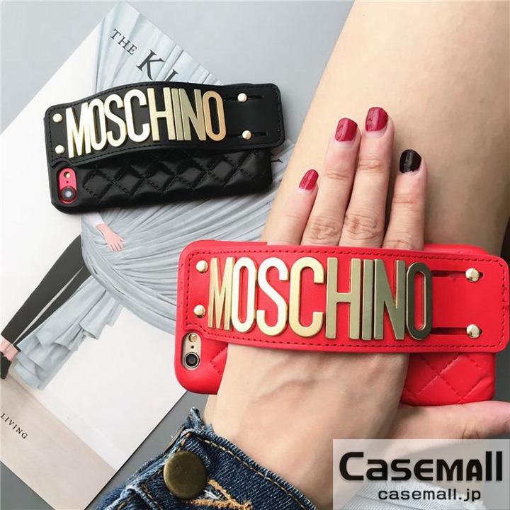 iphone8plus ケース moschino ハンドベルト付き