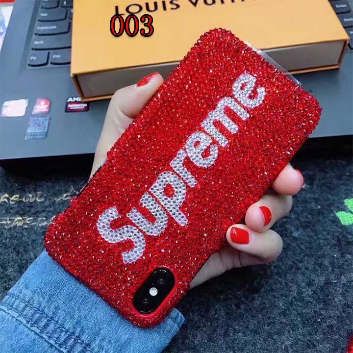 supreme iphone7plusカバー 赤 キラキラ