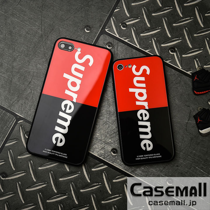 SUPREME iPhonexケース 強化ガラス