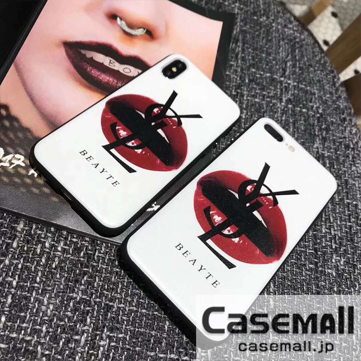 YSL iPhone8plusカバー 赤唇 パロディ