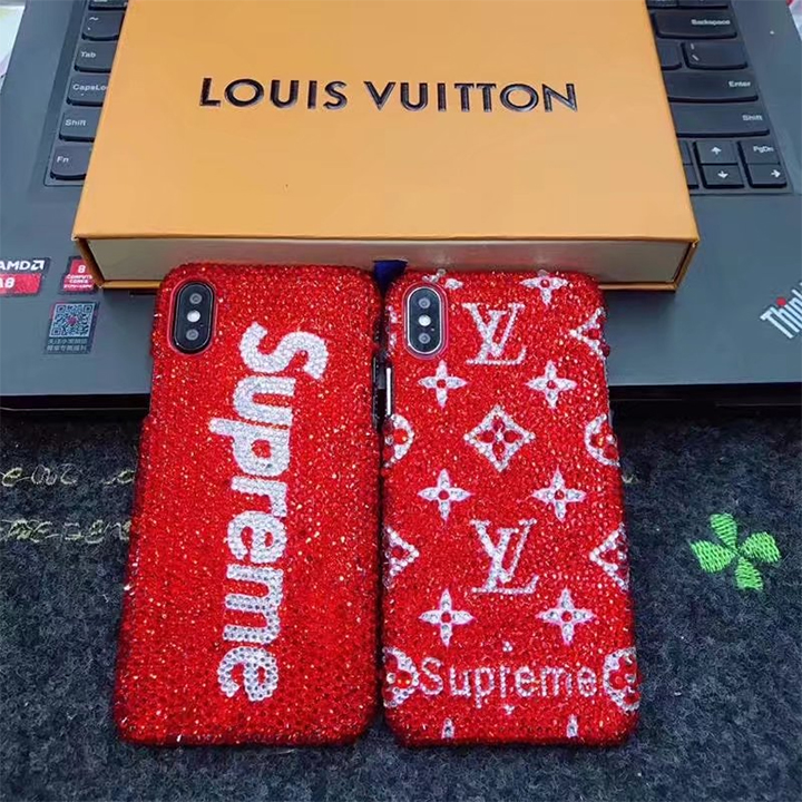 lv supreme iphoneXケース きらきら