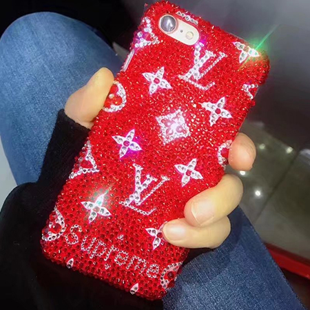 lv supreme iphonexケース 赤 キラキラ