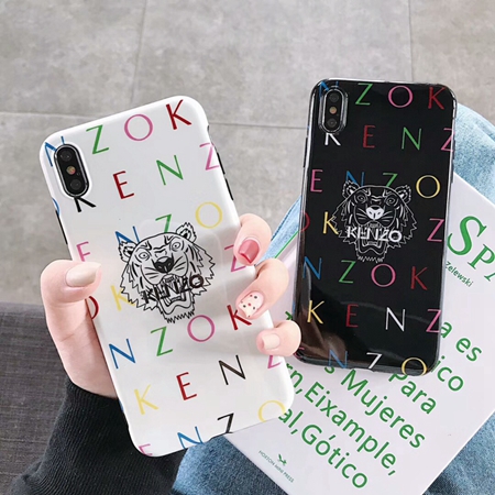 iphonexsケース ケンゾー 字母 KENZO 虎柄 個性的 ブラック ホワイト