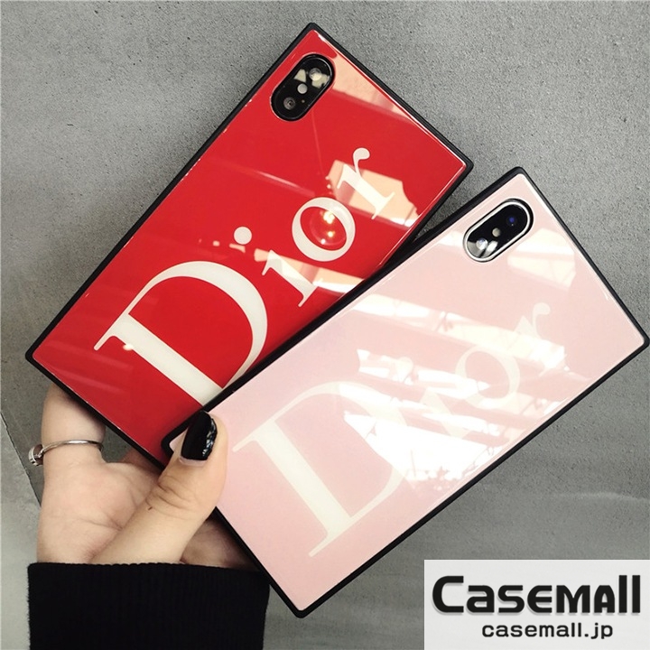 Dior 背面ガラス iPhone8 ケース スクエア型