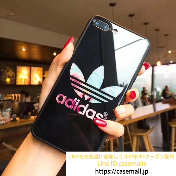 iPhoneX ガラスケース Adidas 鏡面