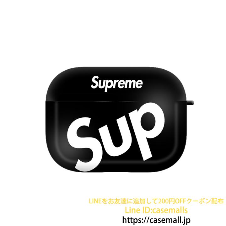 Supreme AirPods proカバー，シュプリーム AirPods proケース，第1/2/3世代に適用 光沢感 大ロゴプリント イヤホーンセット，定番柄 イヤホン入れ シュプリーム