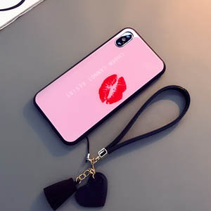 背面ガラス iPhonex ケース 赤唇 可愛い