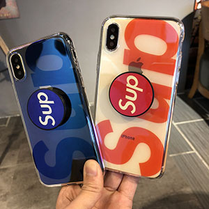 SUPREME iPhoneX/XS ケース 透明 気嚢スタンド付き