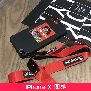 supreme iPhoneX ケース パロディ ダブルストラップ付き