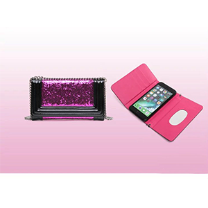 バッグ型 iPhone7ケース きらきら 濃いピンク
