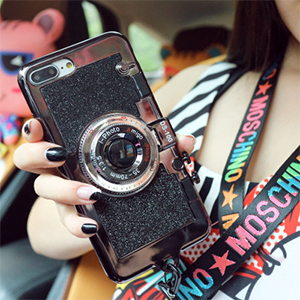 iphone7カメラ型ケース ミラー付き ブラック